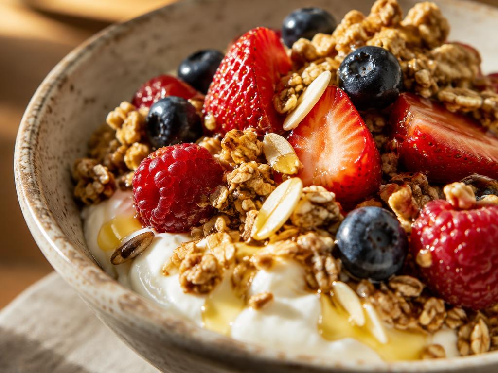 Yoghurt with granola and fresh fruit